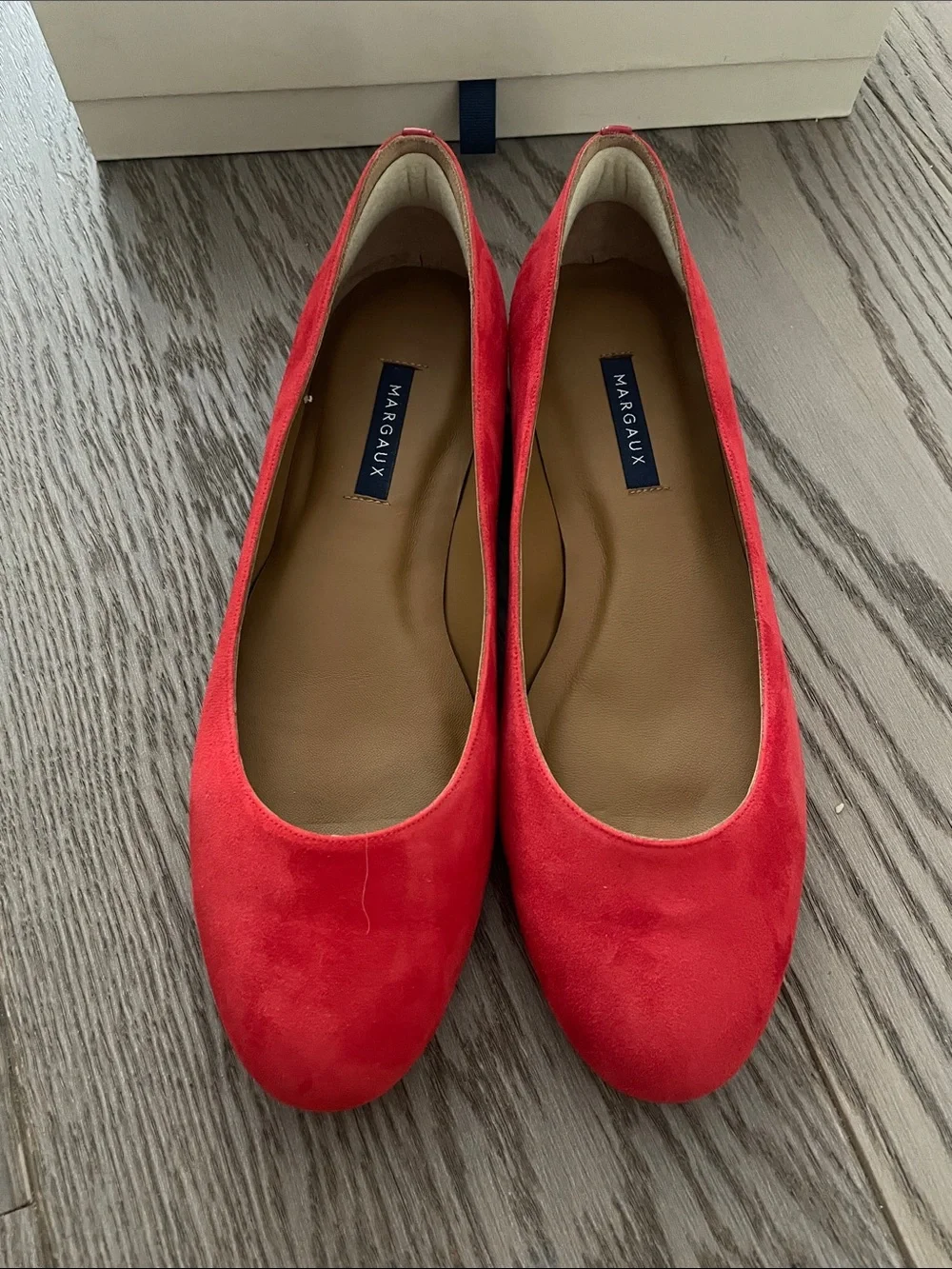 Margaux Coral-Red Suede Slip-On Ballet Flats